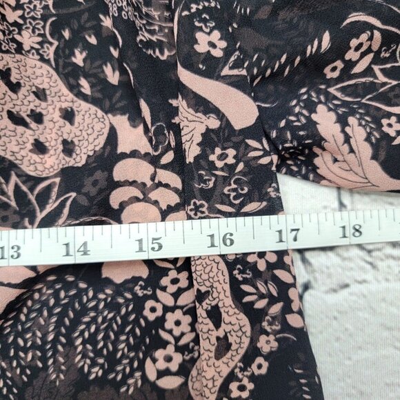 Ann Taylor Petite Black Blush Sheer Peasant Eyelet Accent Blouse Size SP - Picture 9 of 11